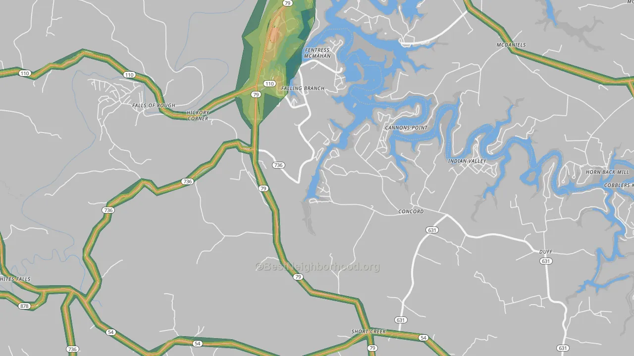 Falls Of Rough, KY Map of Noise Levels in Falls Of Rough