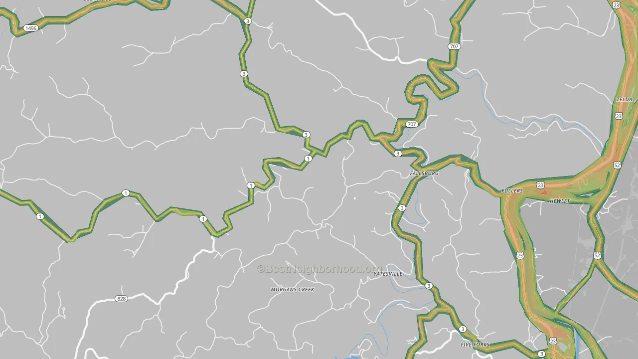 Fallsburg, KY Map of Noise Levels in Fallsburg