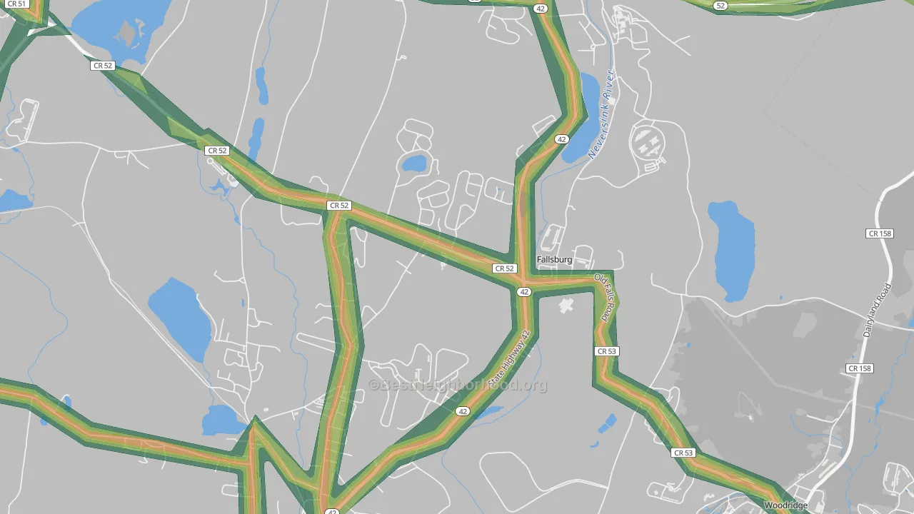 Fallsburg, NY Map of Noise Levels in Fallsburg