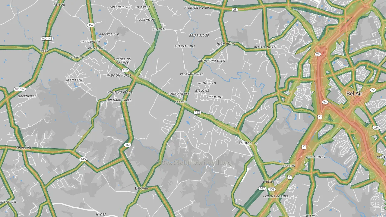 Fallston, MD Map of Noise Levels in Fallston