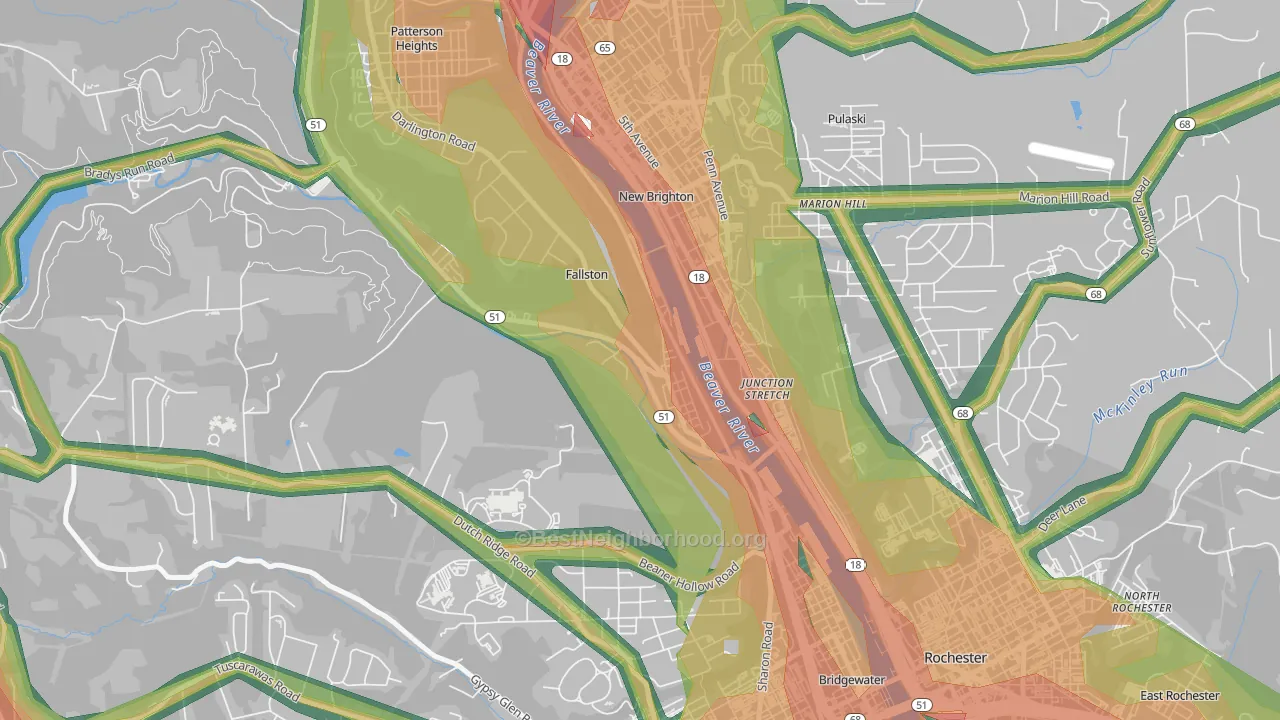 Fallston, PA Map of Noise Levels in Fallston