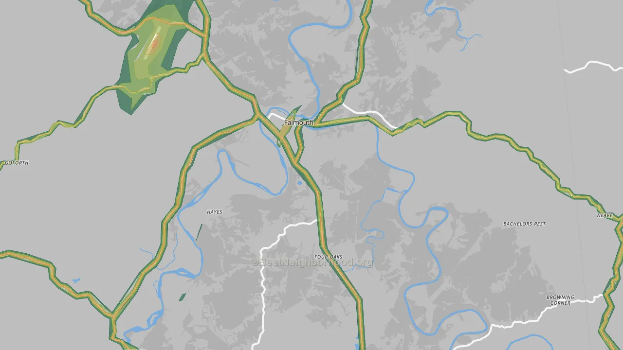 Falmouth, KY Map of Noise Levels in Falmouth