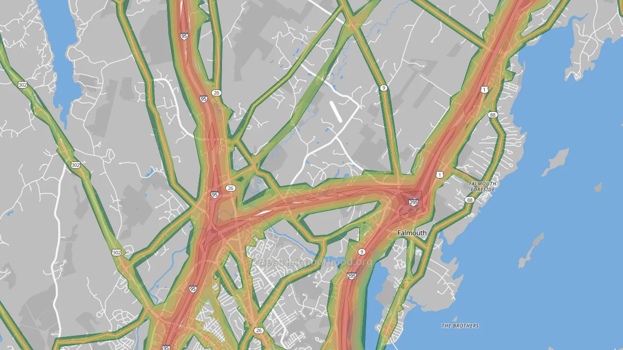 Falmouth, ME Map of Noise Levels in Falmouth