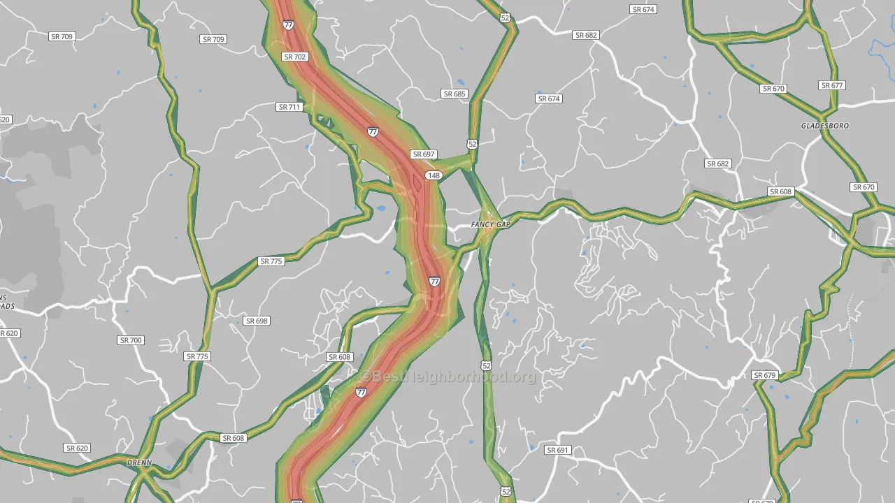 Fancy Gap, VA Map of Noise Levels in Fancy Gap