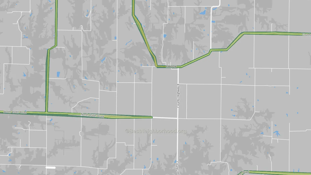 Fandon, IL Map of Noise Levels in Fandon
