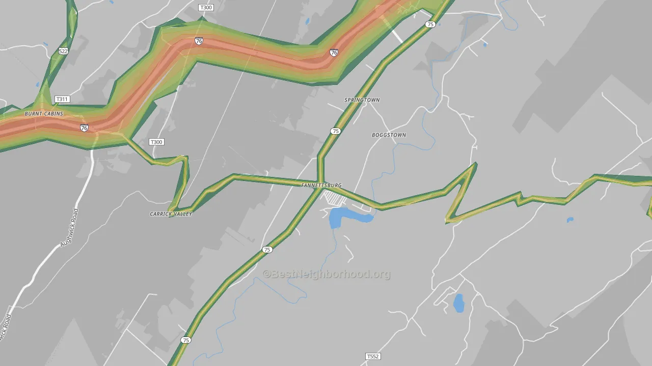 Fannettsburg, PA Map of Noise Levels in Fannettsburg