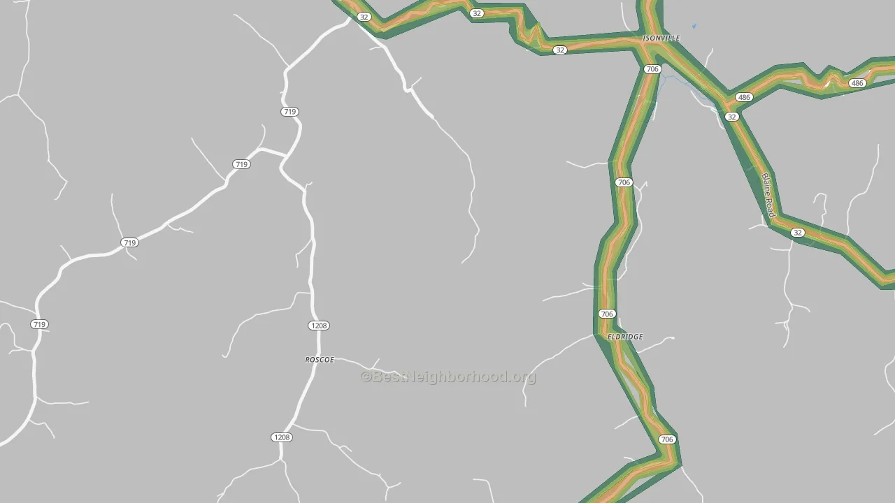Fannin, KY Map of Noise Levels in Fannin