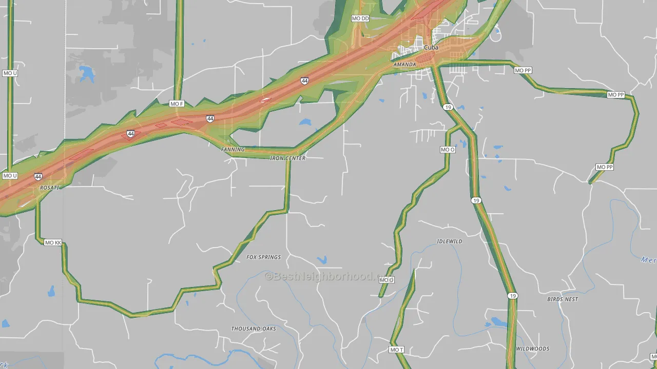 Fanning, MO Map of Noise Levels in Fanning
