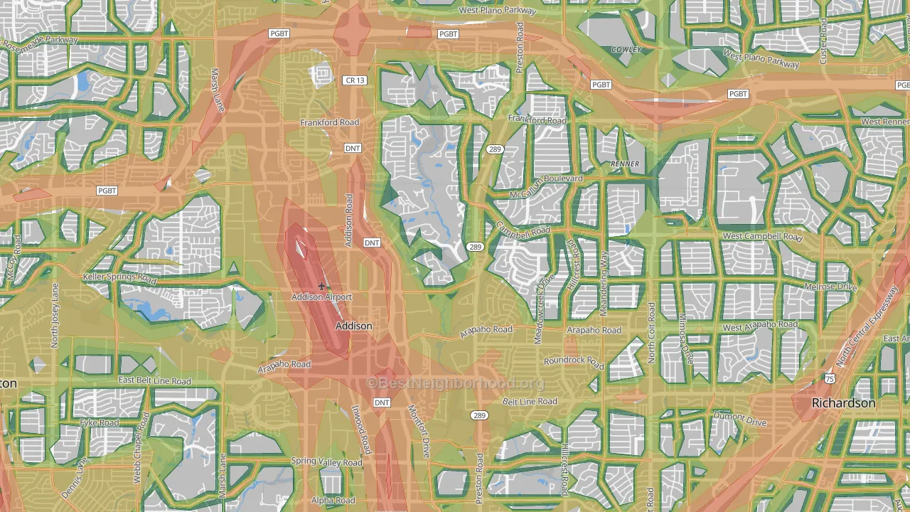 Far North Dallas, Dallas, TX Map of Noise Levels in Far North Dallas