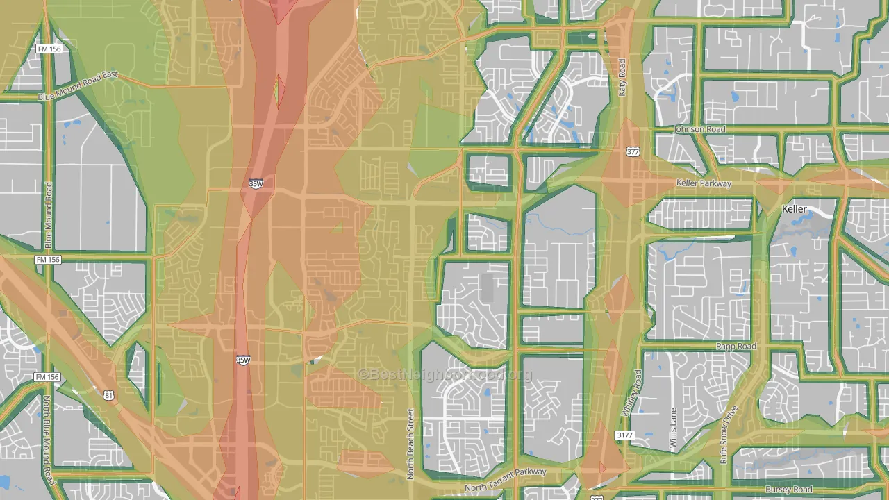 Far North Dallas-Keller, Keller, TX Map of Noise Levels in Far North Dallas-Keller