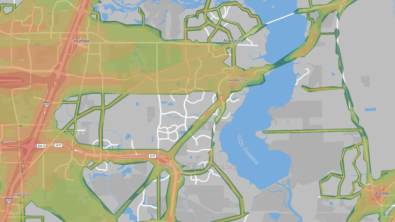 Far Northeast-Houston, Houston, TX Map of Noise Levels in Far Northeast-Houston