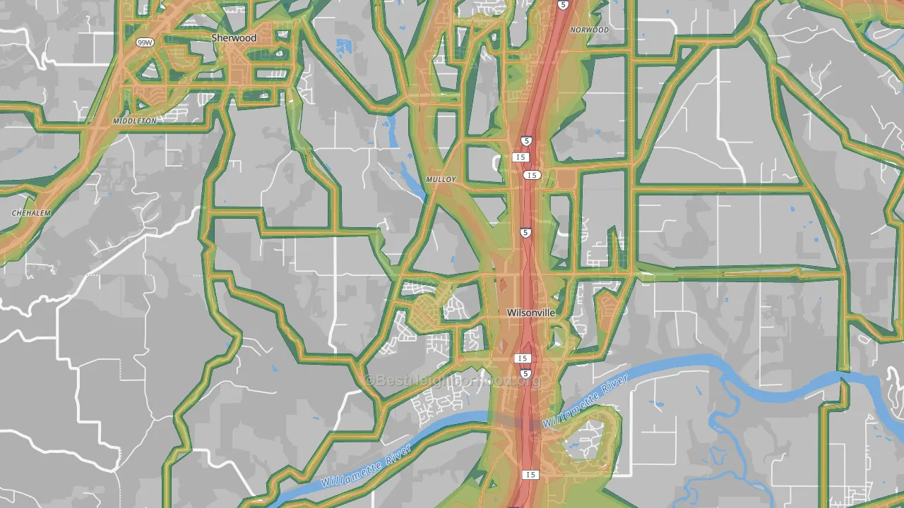 Far West, Wilsonville, OR Map of Noise Levels in Far West