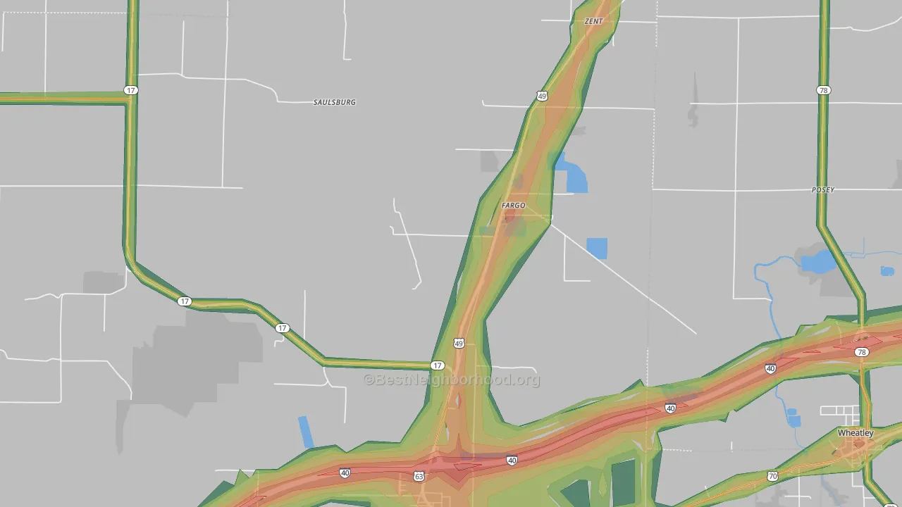 Fargo, AR Map of Noise Levels in Fargo