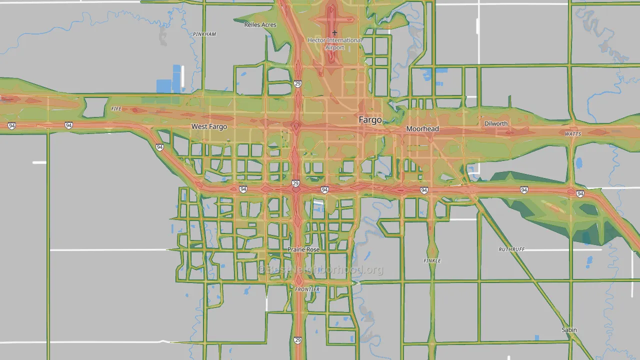 Fargo, ND Map of Noise Levels in Fargo