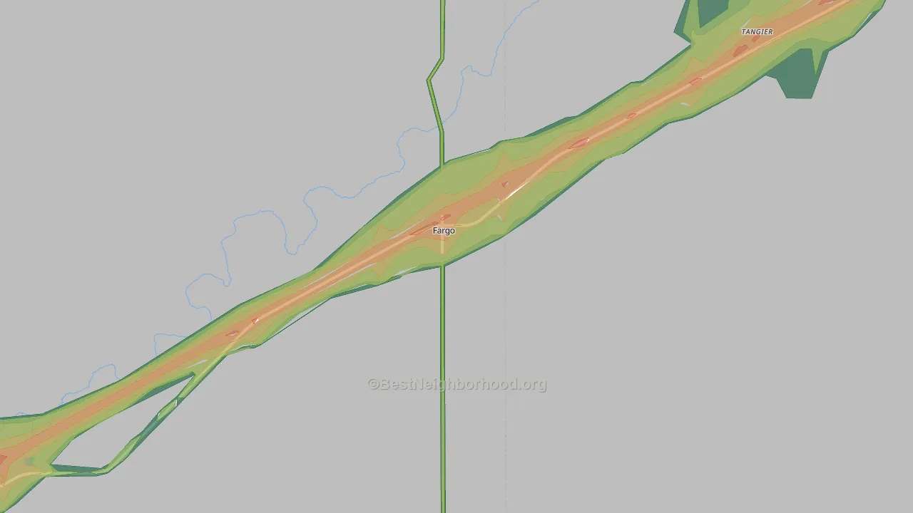 Fargo, OK Map of Noise Levels in Fargo