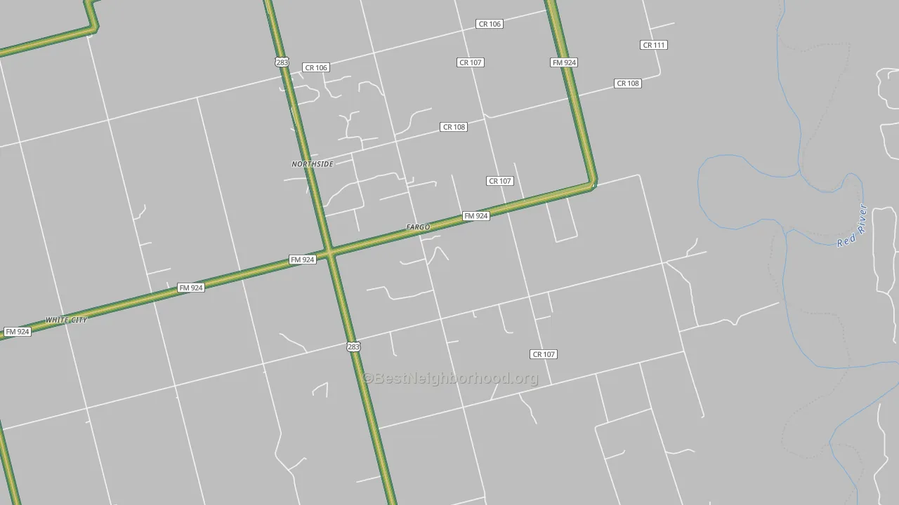 Fargo, TX Map of Noise Levels in Fargo