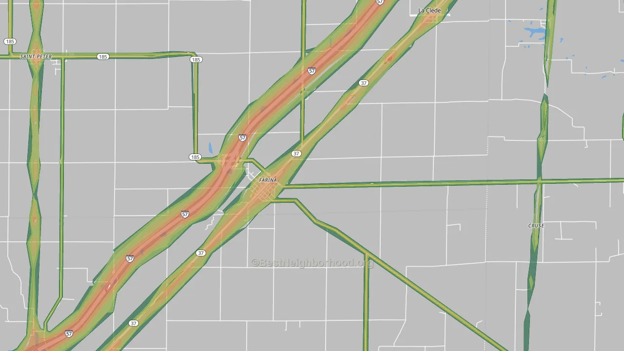 Farina, IL Map of Noise Levels in Farina