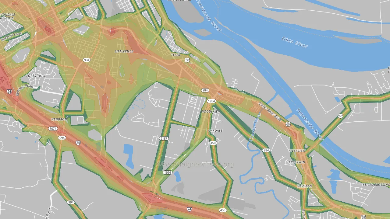 Farley, KY Map of Noise Levels in Farley