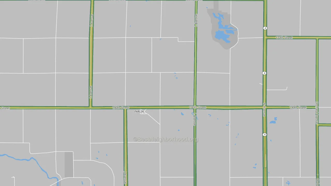 Farlin, IA Map of Noise Levels in Farlin