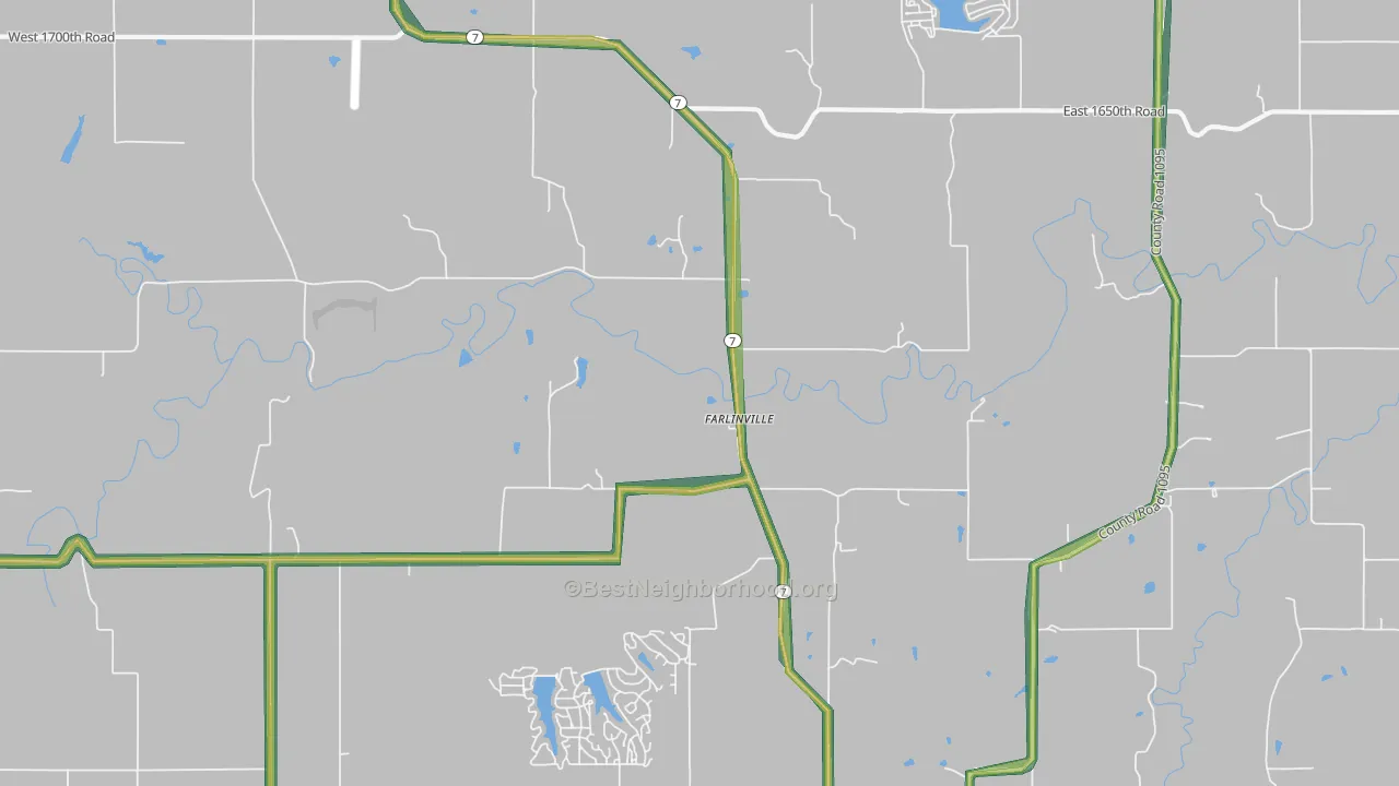 Farlinville, KS Map of Noise Levels in Farlinville