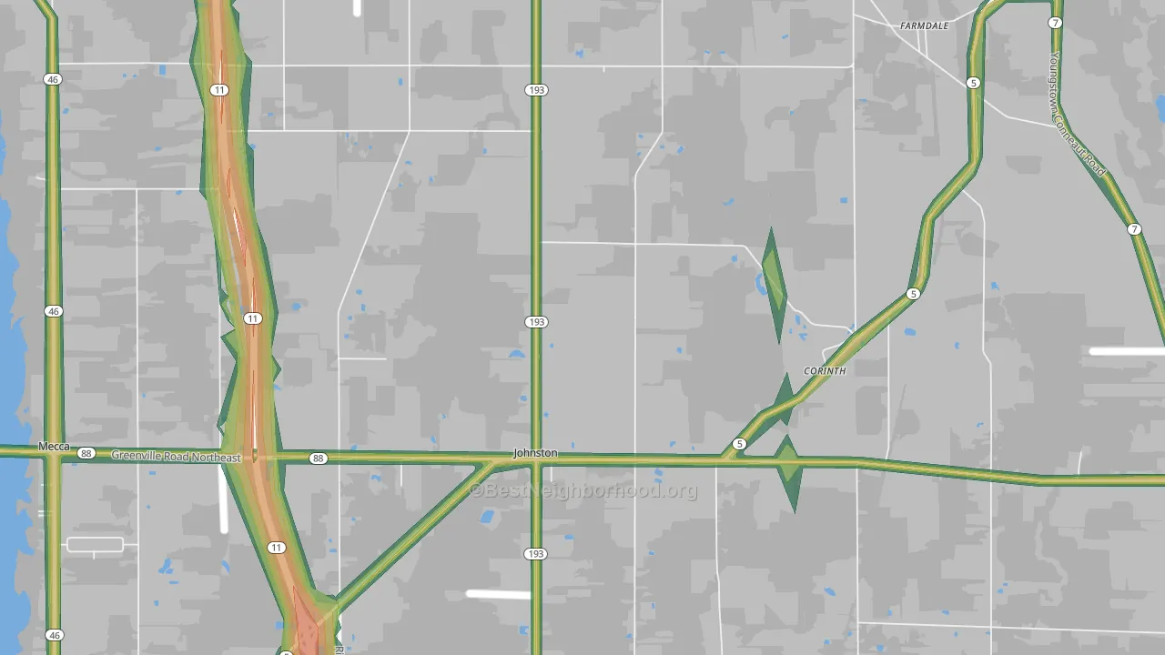 Farmdale, OH Map of Noise Levels in Farmdale