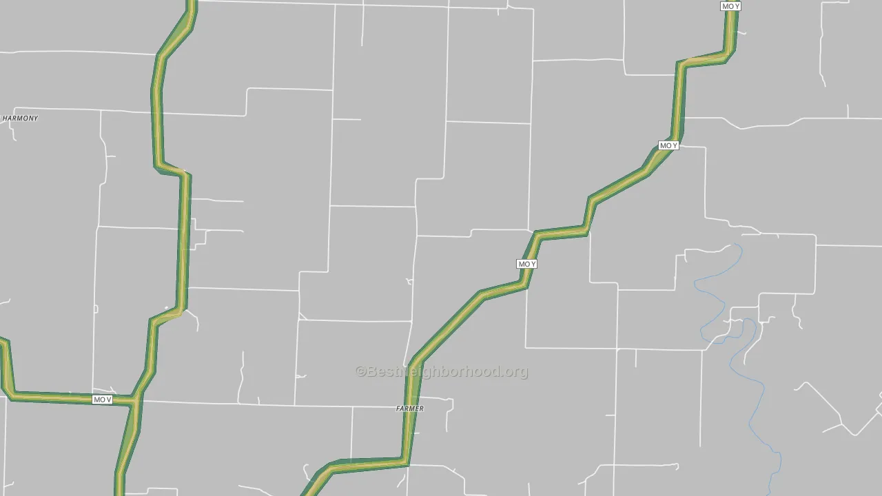 Farmer, MO Map of Noise Levels in Farmer