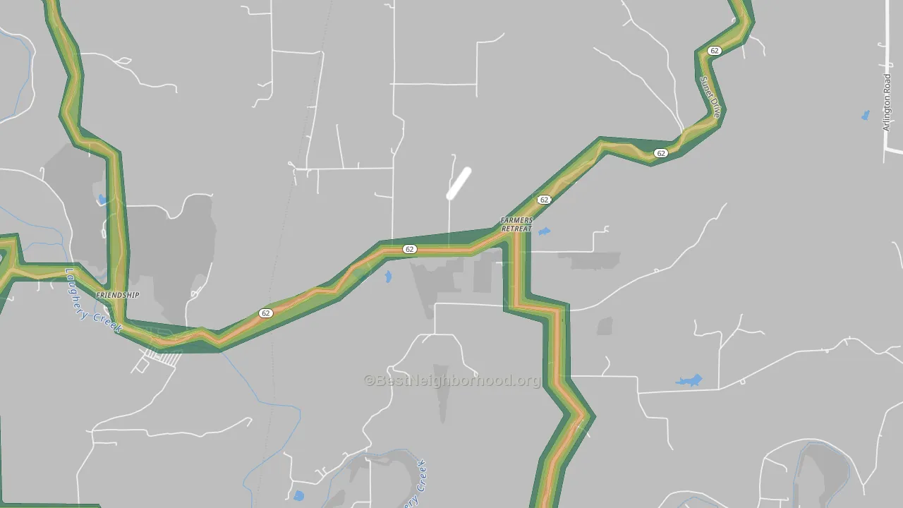Farmers Retreat, IN Map of Noise Levels in Farmers Retreat