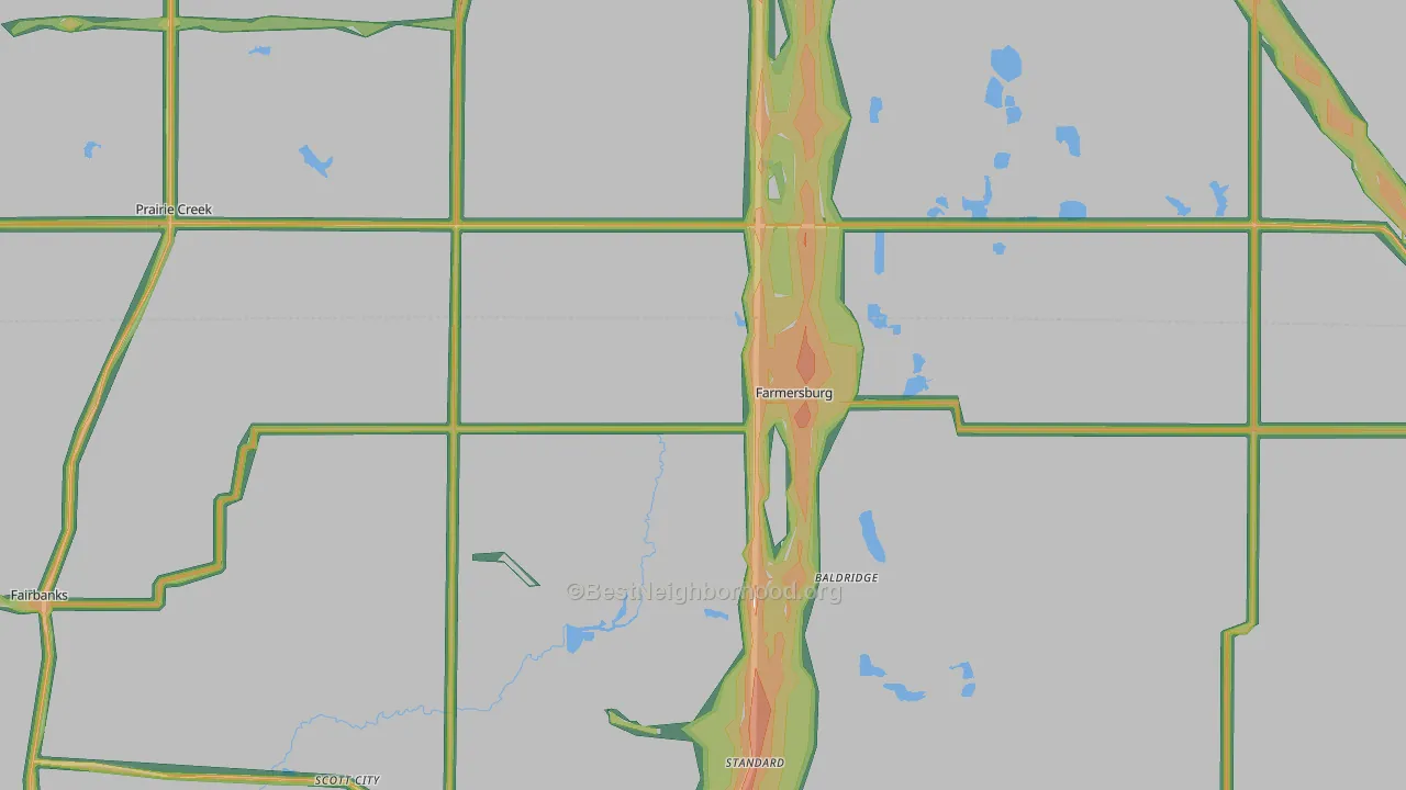 Farmersburg, IN Map of Noise Levels in Farmersburg