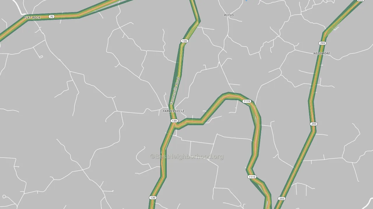 Farmersville, KY Map of Noise Levels in Farmersville