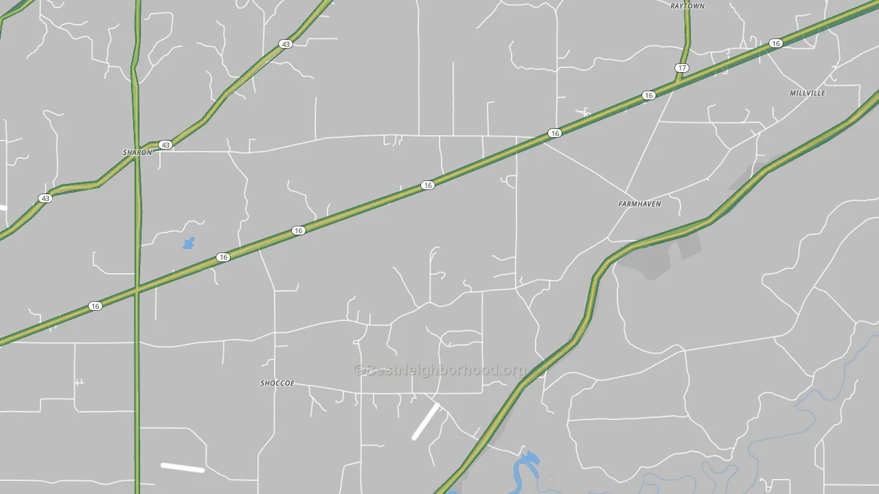 Farmhaven, MS Map of Noise Levels in Farmhaven