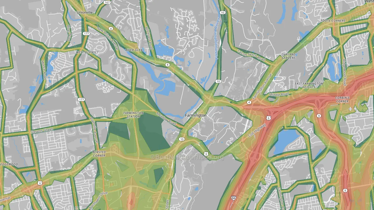 Farmington, CT Map of Noise Levels in Farmington
