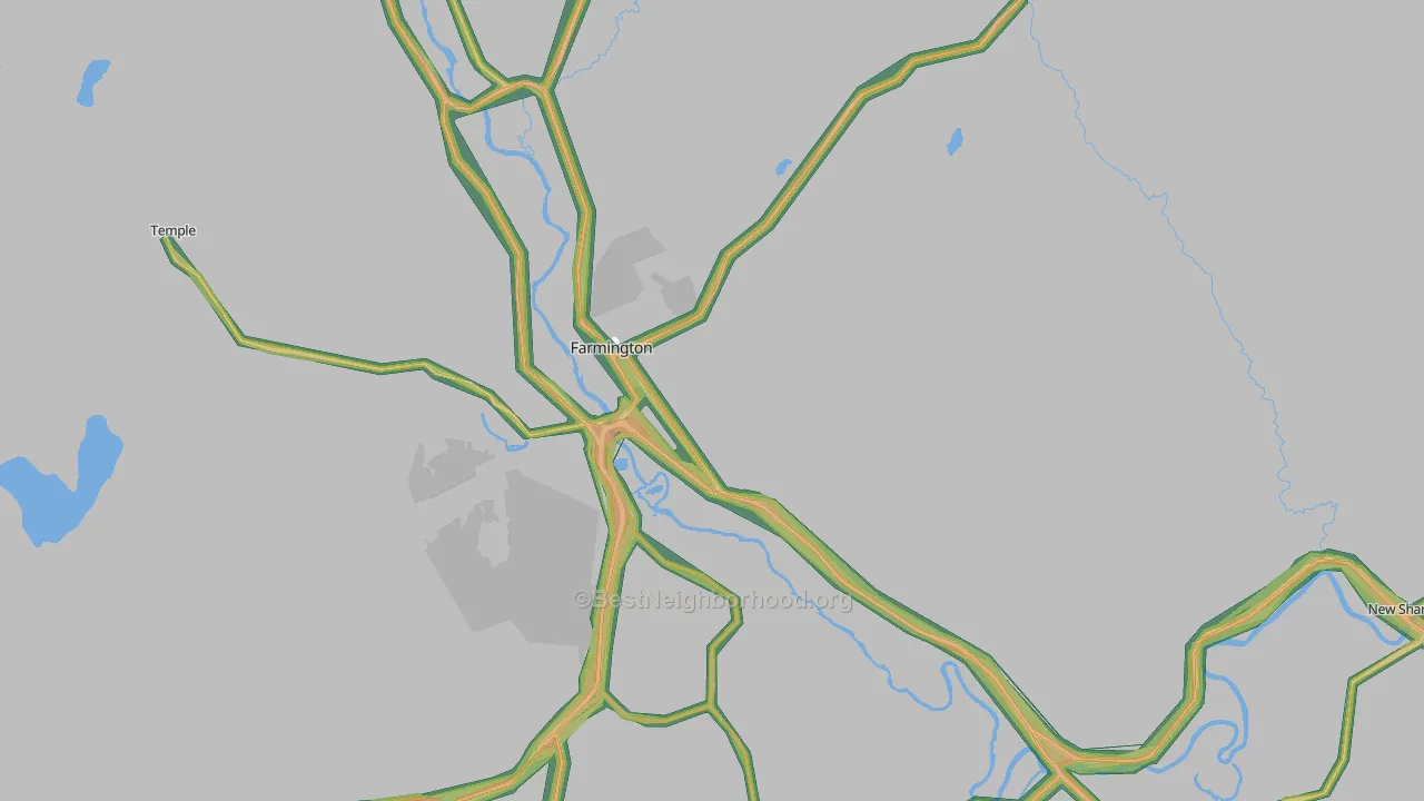 Farmington, ME Map of Noise Levels in Farmington