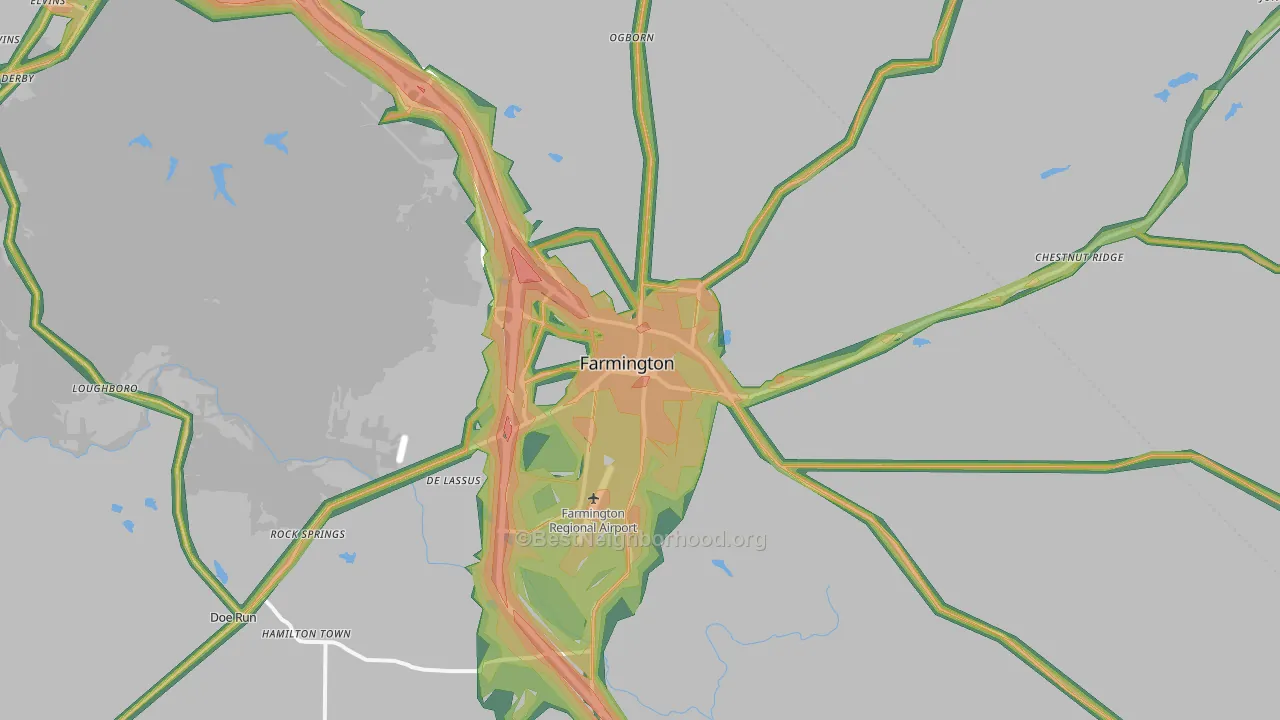 Farmington, MO Map of Noise Levels in Farmington