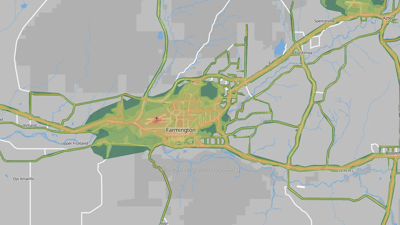 Farmington, NM Map of Noise Levels in Farmington