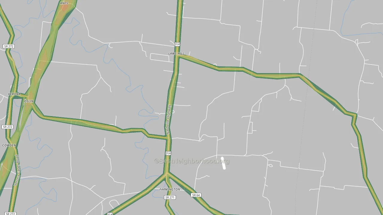 Farmington, TN Map of Noise Levels in Farmington