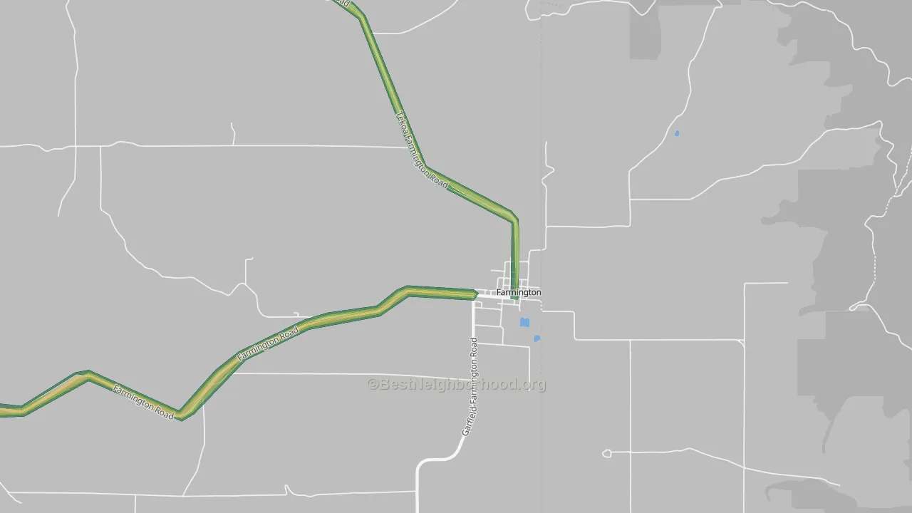 Farmington, WA Map of Noise Levels in Farmington
