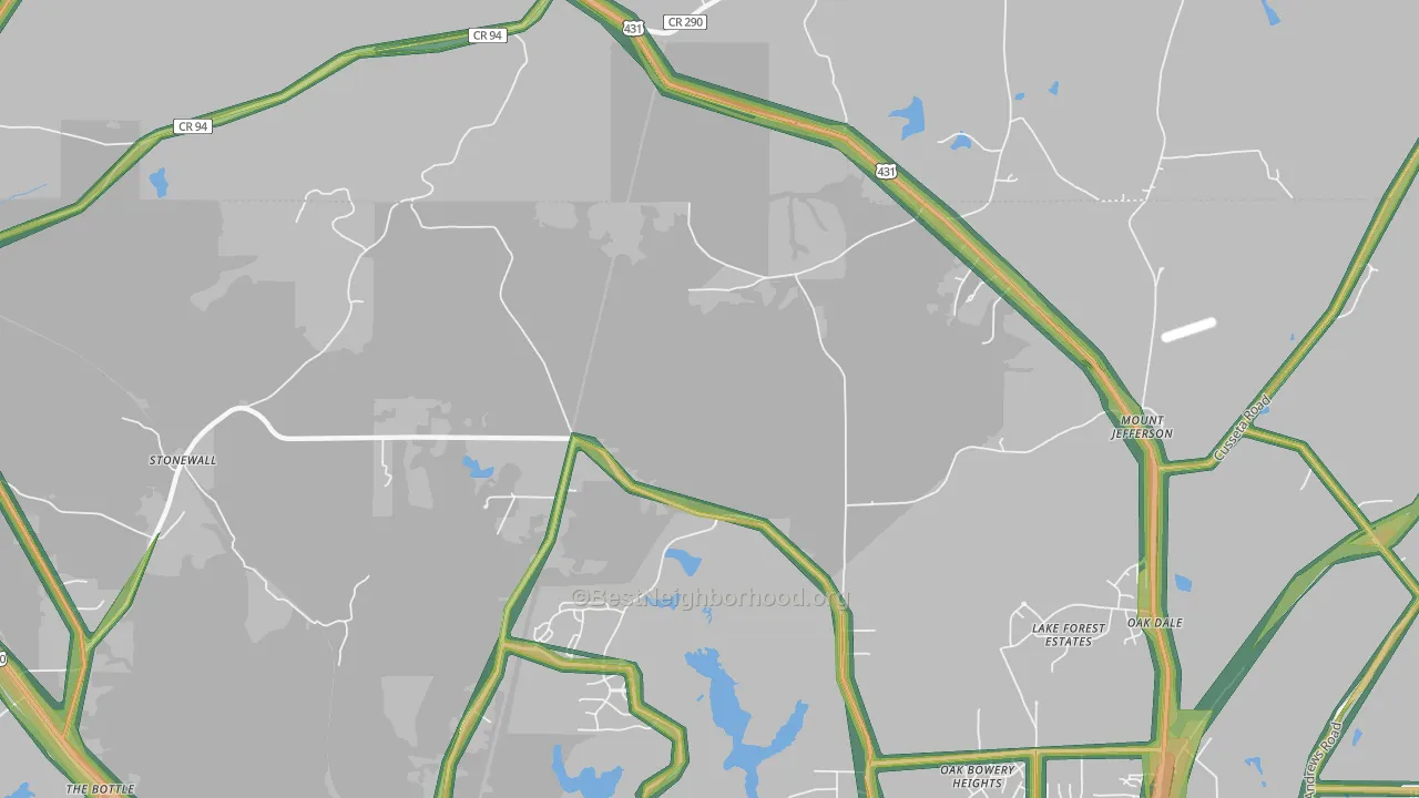 Farmville, AL Map of Noise Levels in Farmville