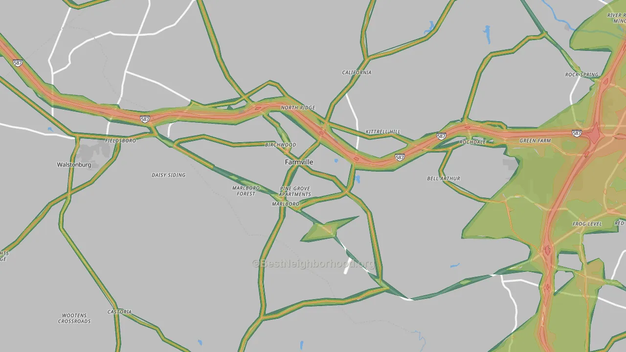 Farmville, NC Map of Noise Levels in Farmville