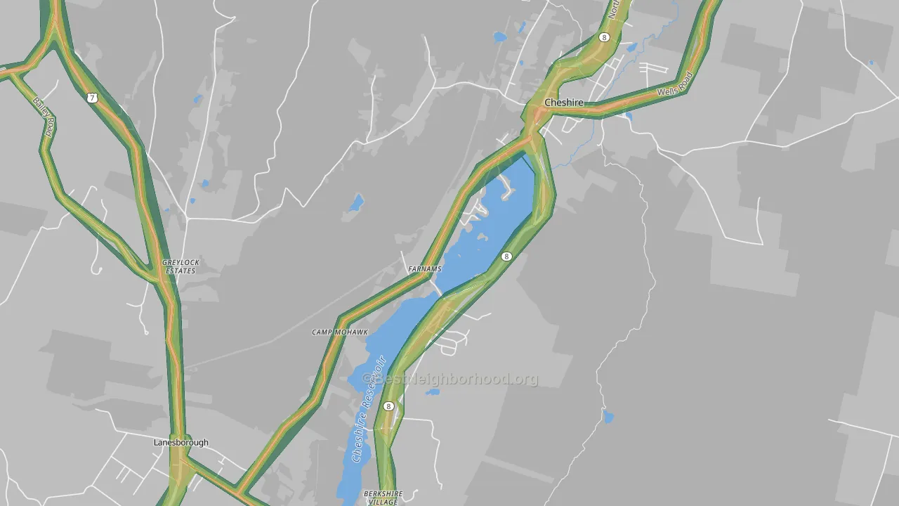Farnams, MA Map of Noise Levels in Farnams