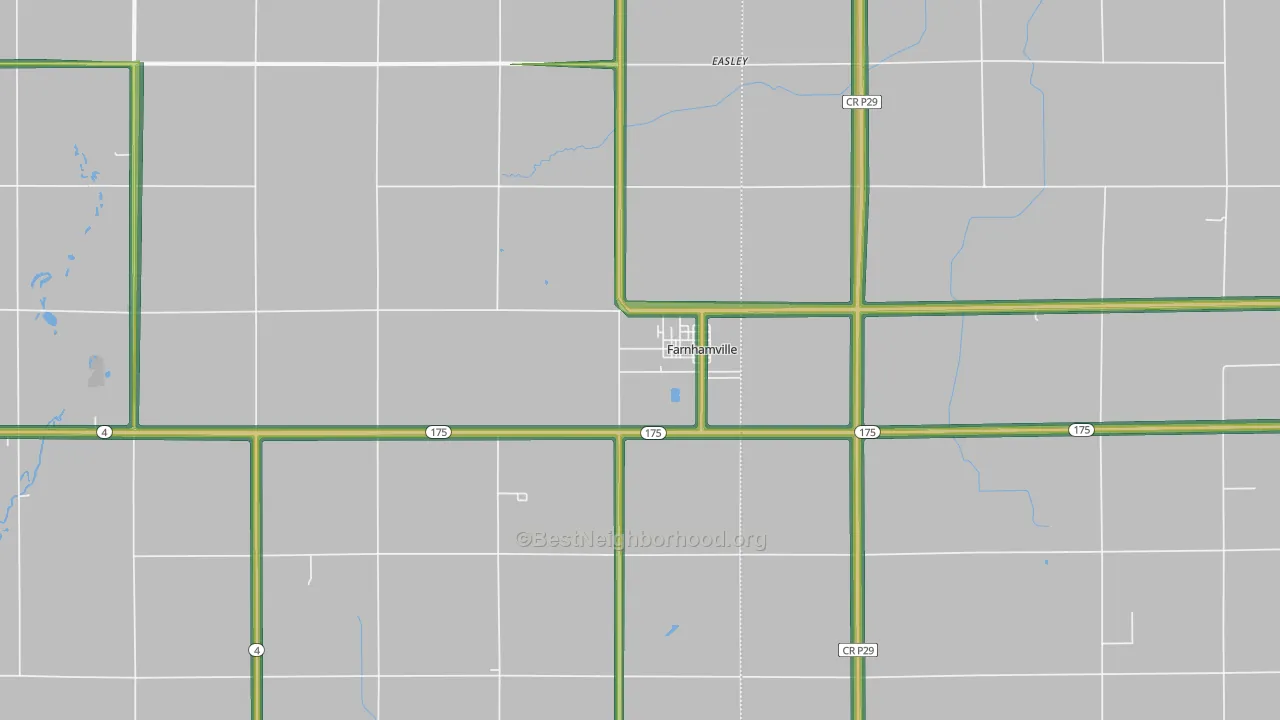 Farnhamville, IA Map of Noise Levels in Farnhamville