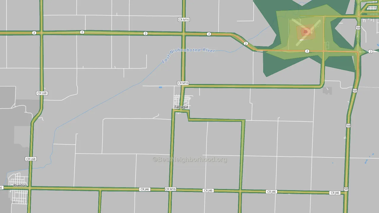 Farragut, IA Map of Noise Levels in Farragut