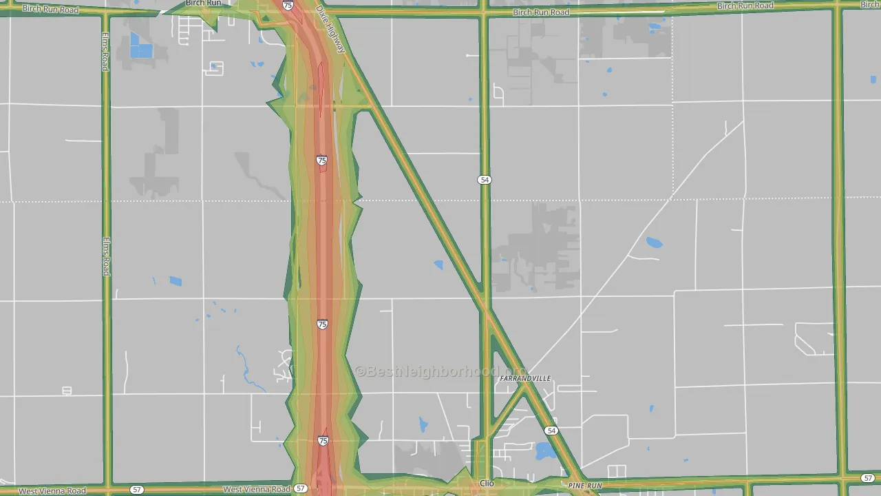 Farrandville, MI Map of Noise Levels in Farrandville