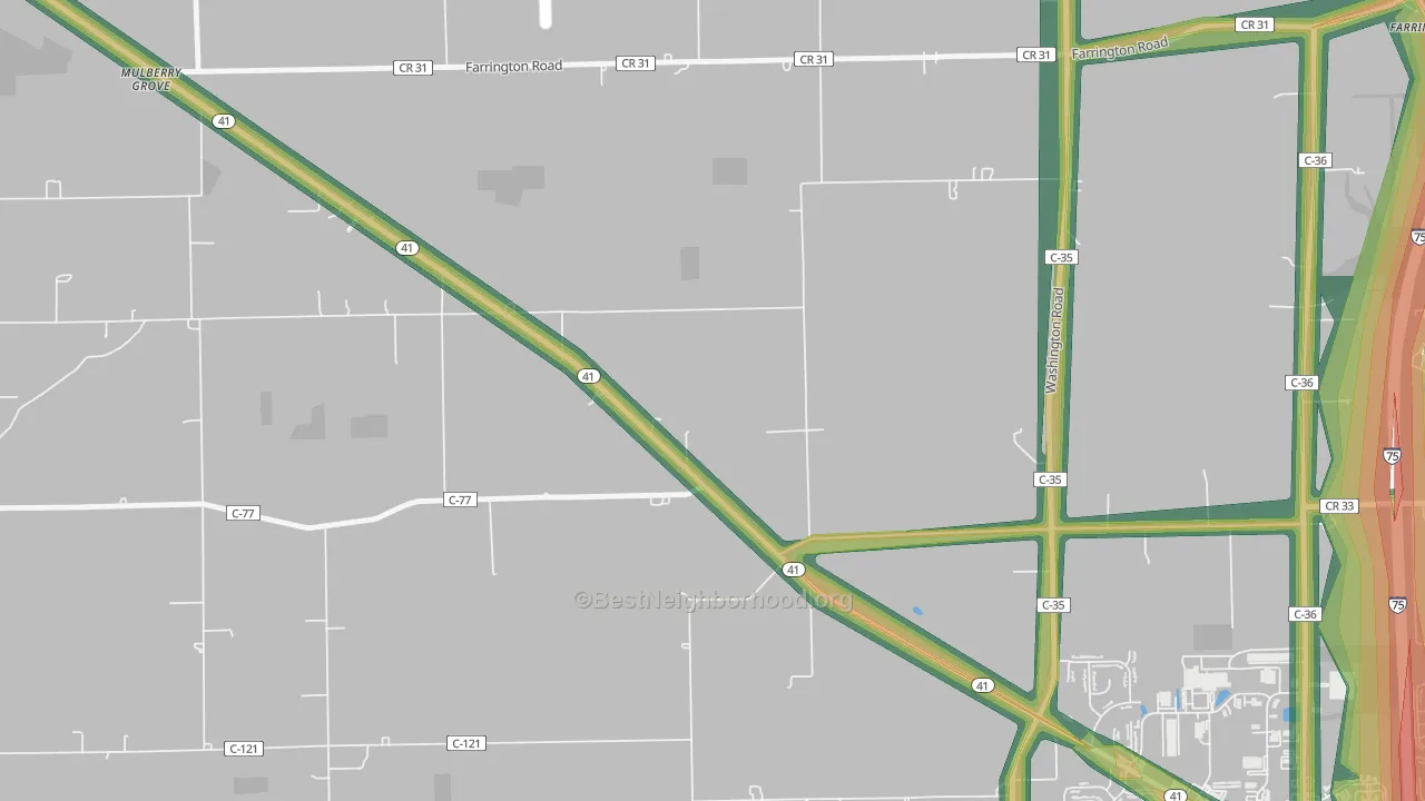 Farrington, OH Map of Noise Levels in Farrington