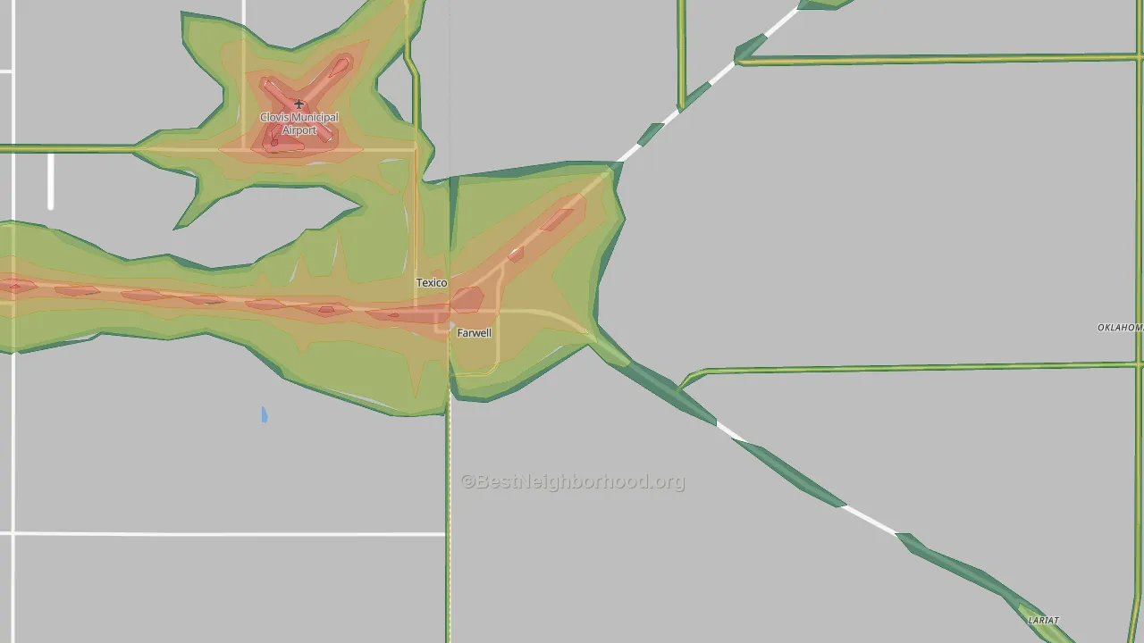 Farwell, TX Map of Noise Levels in Farwell