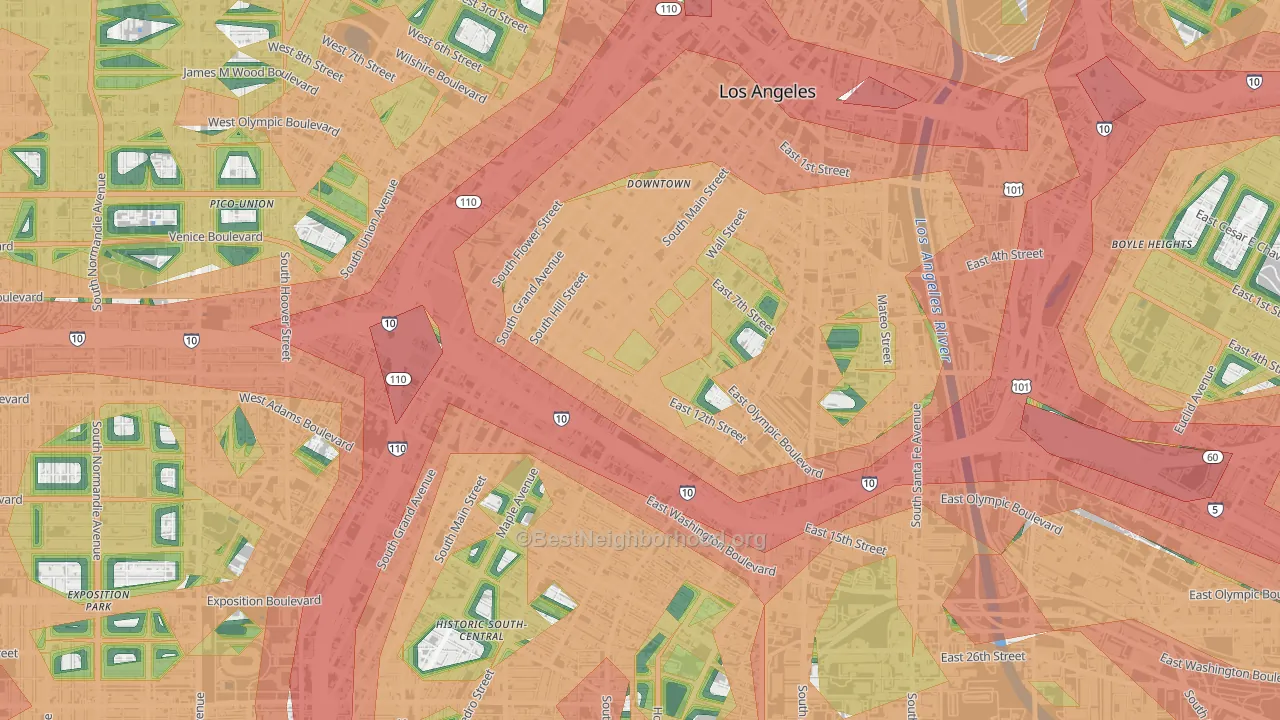 Fashion District, Los Angeles, CA Map of Noise Levels in Fashion District