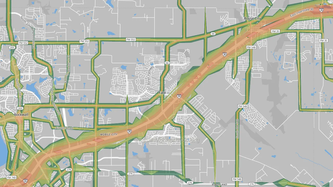 Fate, TX Map of Noise Levels in Fate
