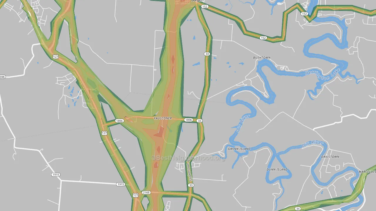 Faulconer, KY Map of Noise Levels in Faulconer