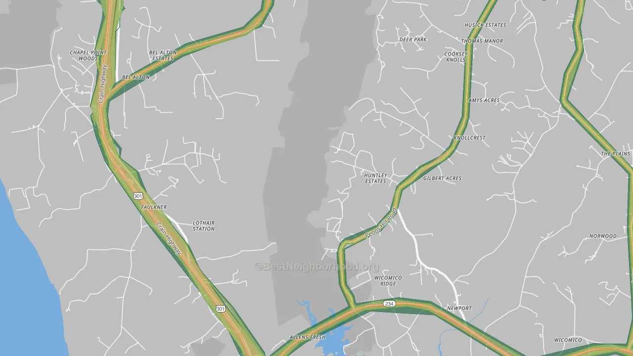 Faulkner, MD Map of Noise Levels in Faulkner