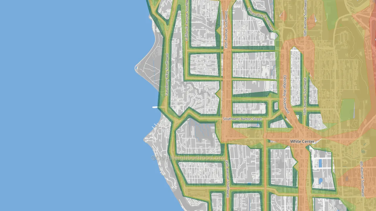 Fauntleroy, Seattle, WA Map of Noise Levels in Fauntleroy