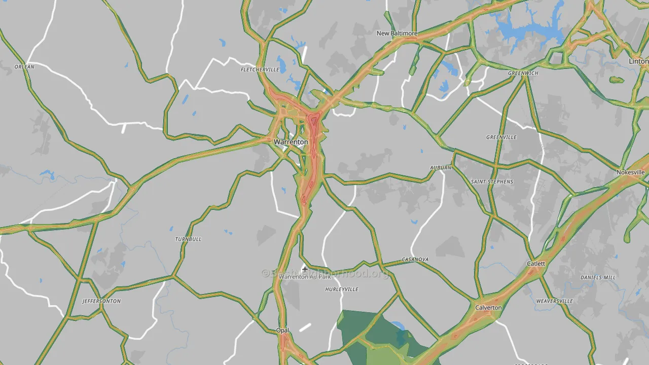 Fauquier County, VA Map of Noise Levels in Fauquier County